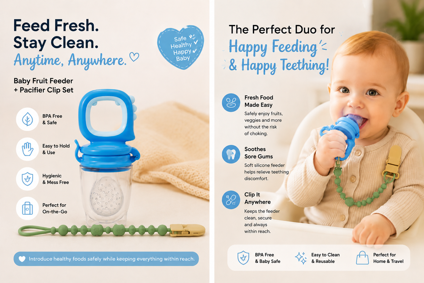 Baby fruit feeder & Pacifier Clip