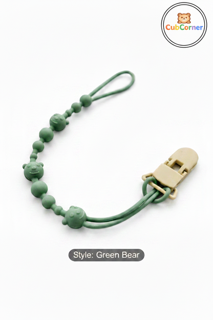 Green Bear Pacifier Clip – Large Black Border Sticker